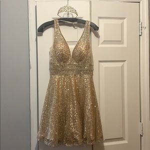 A beautiful blinged our party dress with a Tierra.